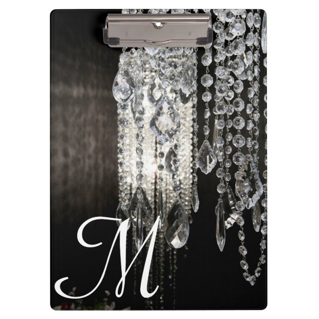 Crystal Chandelier Monogram Initial Clip Board (Front)