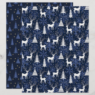 Crystal Christmas Deer Cobalt Blue Scrapbook Paper