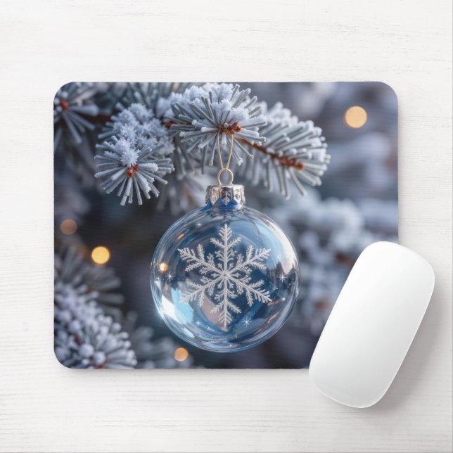 Crystal Christmas Snowflake Ornament Mouse Pad (With Mouse)