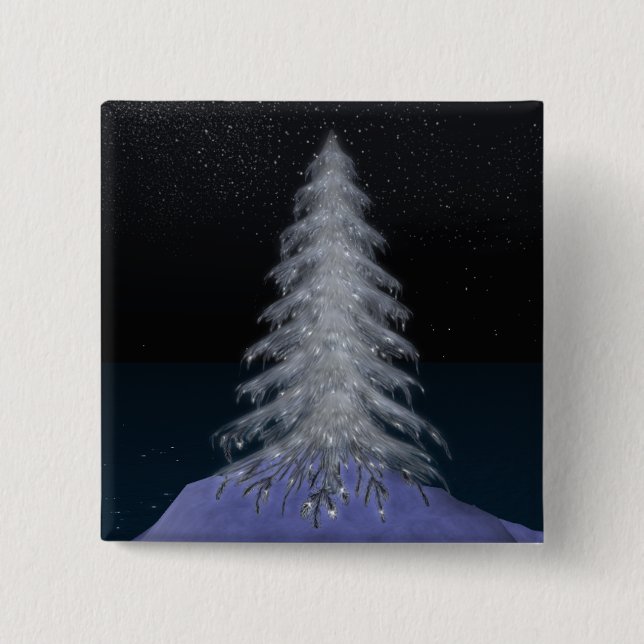 Crystal Christmas Tree #4 2-Inch Square Button (Front)