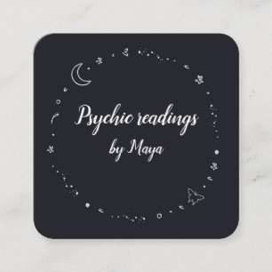 Crystal circle moon star psychic sky square business card