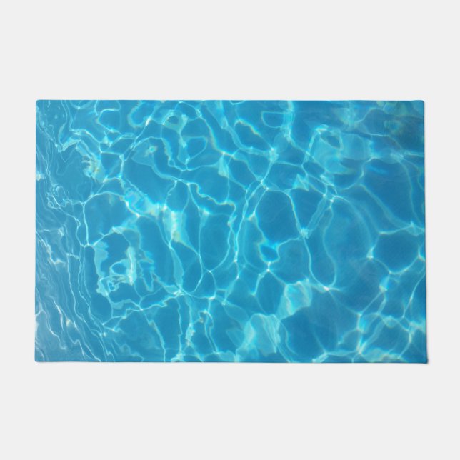 Crystal Clear Sky Blue Pool Water Doormat (Front)