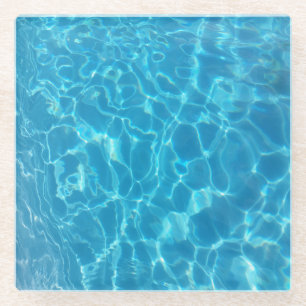 Crystal Clear Sky Blue Pool Water Glass Coaster