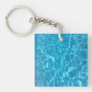 Crystal Clear Sky Blue Pool Water Keychain