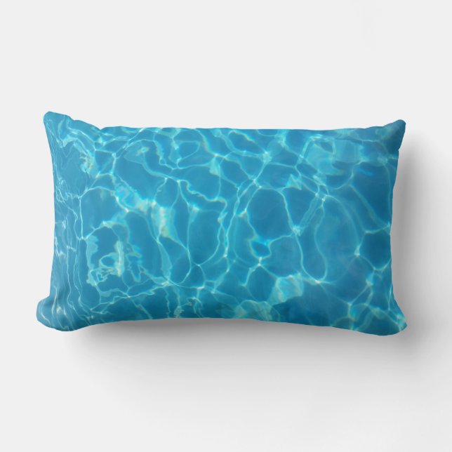 Crystal Clear Sky Blue Pool Water Lumbar Pillow (Front)