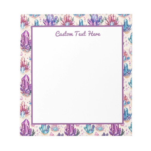 Crystal Cluster Mystical Pattern Personalized Notepad (Front)