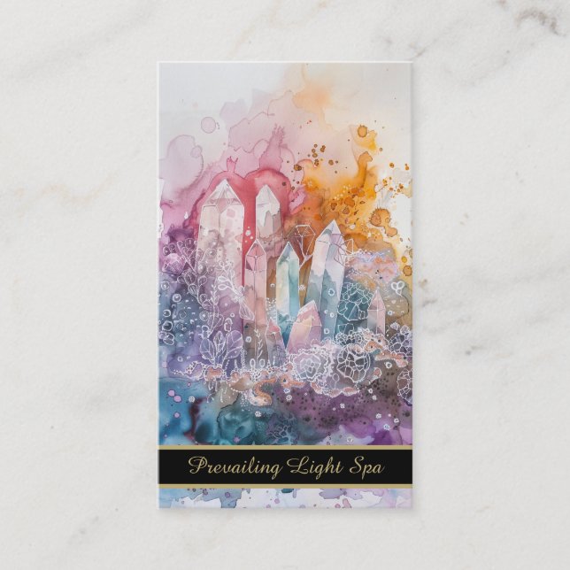 *~* Crystal Cluster Rainbow QR AP90 Artsy Drip Business Card (Front)