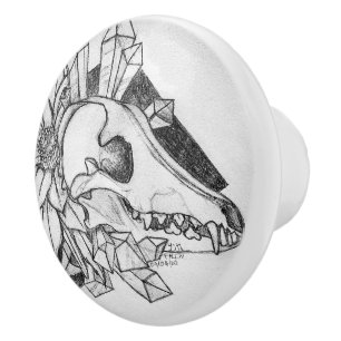 Crystal Coyote Ceramic Knob