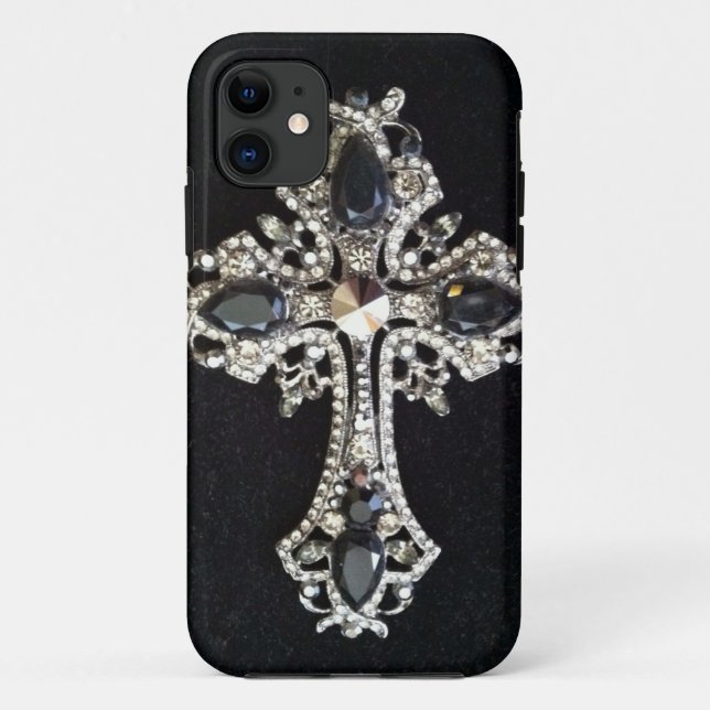 CRYSTAL CROSS BLACK VELVET PRINT Case-Mate iPhone CASE (Back)