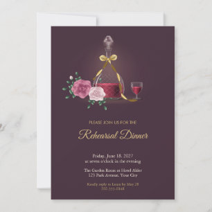 Crystal Decanter Roses Rehearsal Dinner Invitation