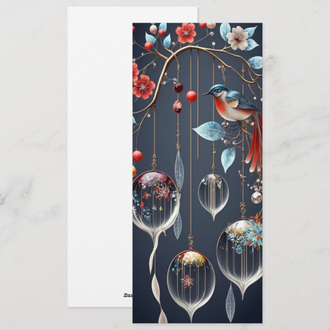 Crystal Decorations and Birds Holiday Card (Front/Back)