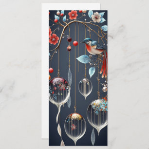 Crystal Decorations and Birds Holiday Card