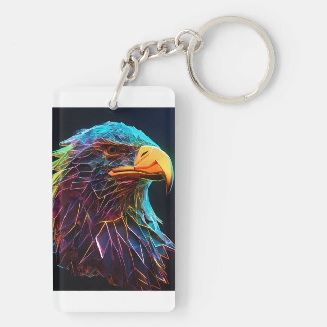  crystal eagle in flight, portraying independence  keychain (Back)
