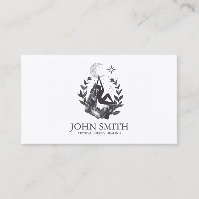 Crystal Energy Healer Chakra Spiritual Meditation Business Card (Front)