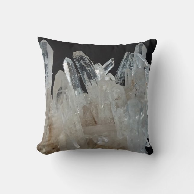 Crystal Energy Quartz Cluster Throw Pillow (Front)