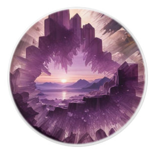 Crystal Fanrasy Amethyst Jewel Ceramic Knob