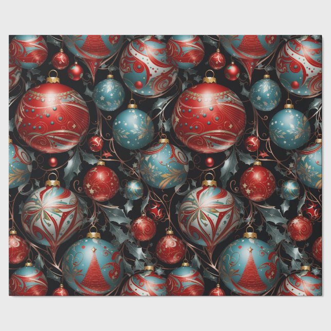 Crystal Festive Ornaments Wrapping Paper (Seam)