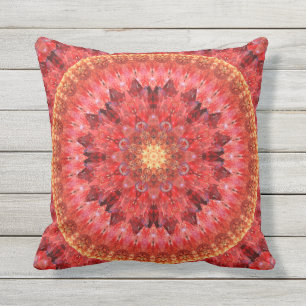 Crystal Fire Mandala Outdoor Pillow