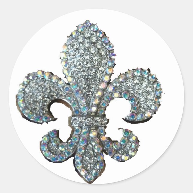 CRYSTAL FLEUR DE LIS CLASSIC ROUND STICKER (Front)