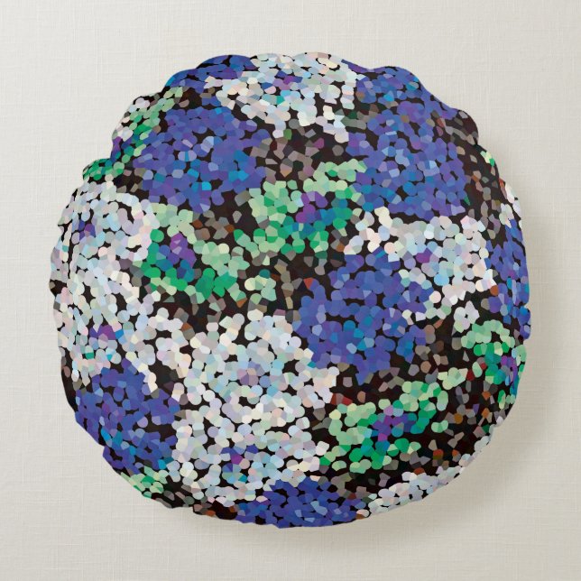 Crystal Floral Blooms Round Pillow (Front)