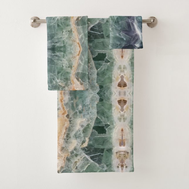 Crystal Fluorite Pattern Vivid Abstract Gemstone Bath Towel Set (Insitu)