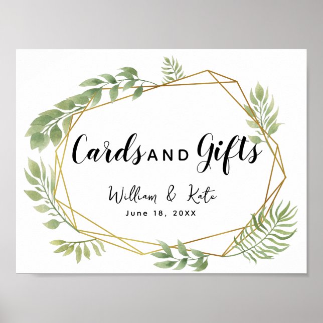 crystal foliage green leaf cards & gifts  wedding poster (Front)