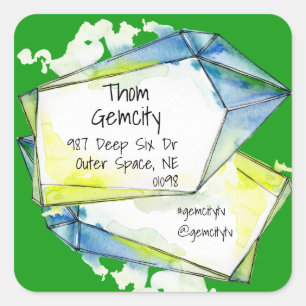 Crystal Gem Frame for Company Personal Info Square Square Sticker