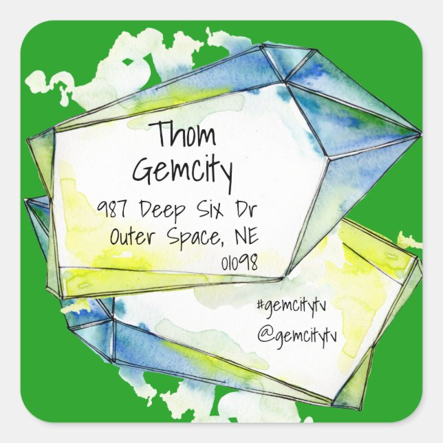 Crystal Gem Frame for Company Personal Info Square Square Sticker (Front)