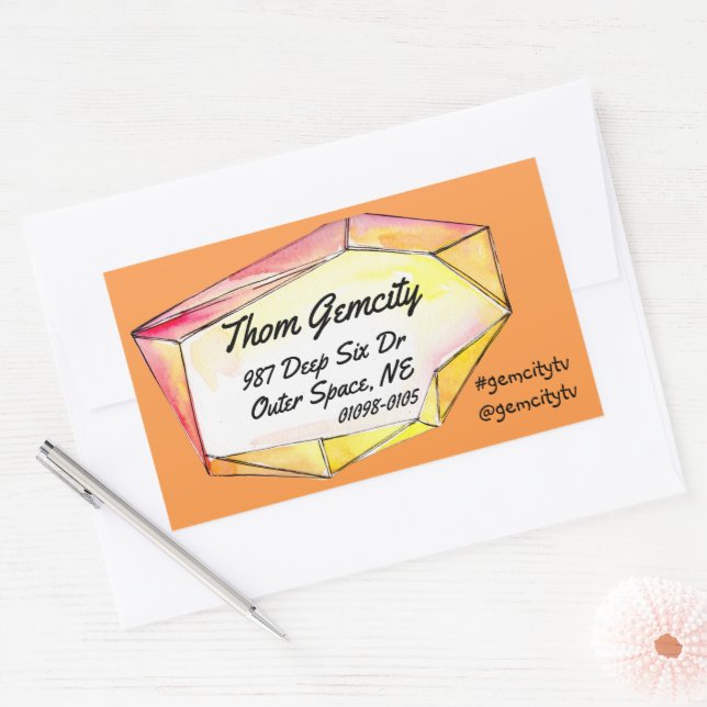 Crystal Gem Frame for Company Personal Info Square Sticker (Envelope)
