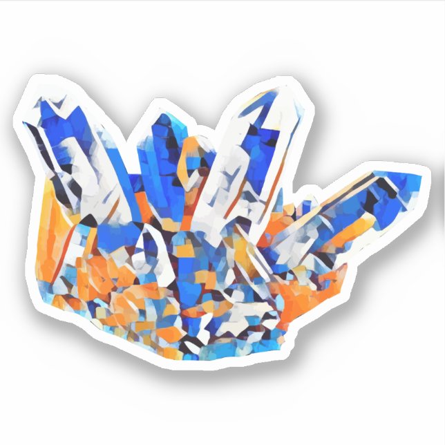 Crystal Gems Rocks Blue Orange Abstract Art (Front)
