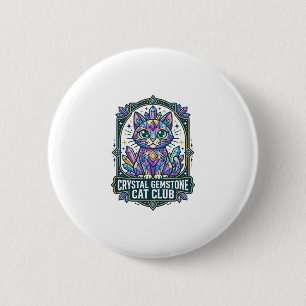 Crystal Gemstone Cat Cat Mom Gift Idea - Crystal G 2 Inch Round Button