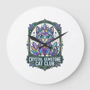 Crystal Gemstone Cat Cat Mom Gift Idea - Crystal G Large Clock