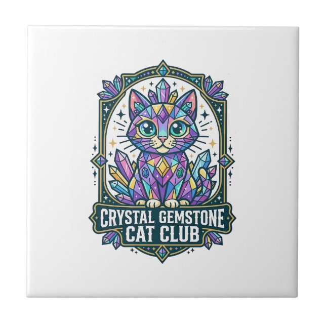Crystal Gemstone Cat Cat Mom Gift Idea - Crystal G Tile (Front)