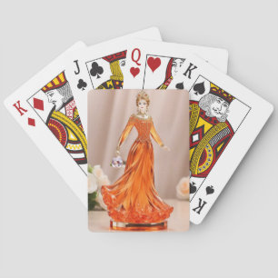 Crystal glass princess with orange dress playing cards