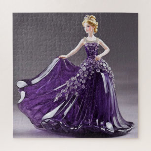 Crystal glass princess with purple dress jigsaw puzzle