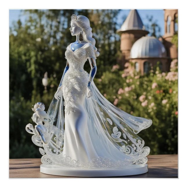 Crystal glass princess with white dress poster (Front)