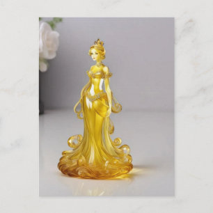 Crystal glass princess with yellow dress postcard