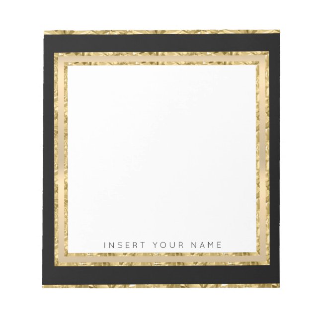 Crystal Gold Black Personalized Notepad 5.5" x 6" (Front)