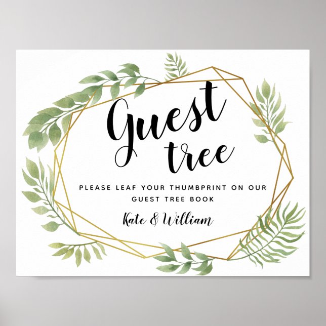 Crystal greenery wedding guestbook Tree SIGN (Front)