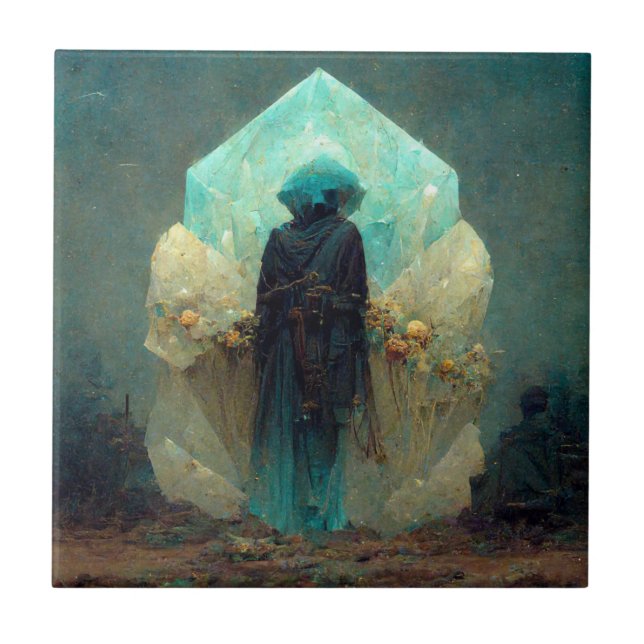 Crystal Guardian Alien Sci-Fi Fantasy Tile (Front)