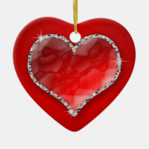 Crystal Heart Ceramic Ornament
