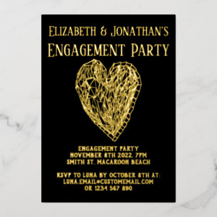 Crystal Heart Luxe Engagement Party Invite