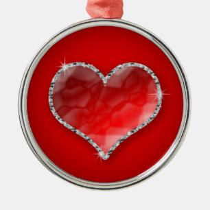 Crystal Heart Metal Ornament