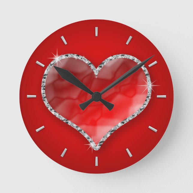 Crystal Heart Round Clock (Front)