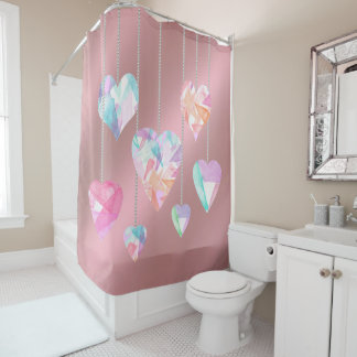 Crystal Hearts Shower Curtain