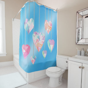 Crystal Hearts   Shower Curtain