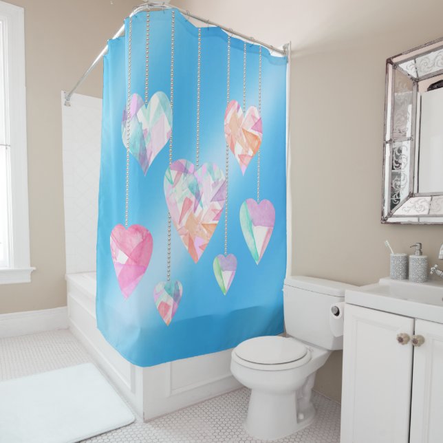 Crystal Hearts   Shower Curtain (In Situ)