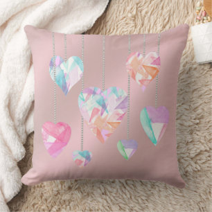 Crystal Hearts Throw Pillow