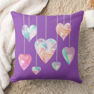 Crystal Hearts Throw Pillow