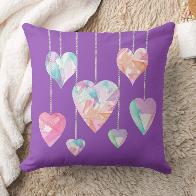 Crystal Hearts Throw Pillow (Blanket)